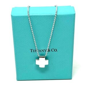 Authentic Tiffany & CO. Roman Square Cross Pendant Necklace.